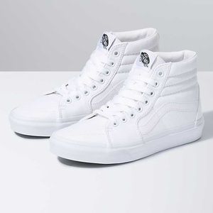 Vans White Canvas Sk8-Hi Shoes High Tops Women’s Size 9 Men’s Size 7.5
